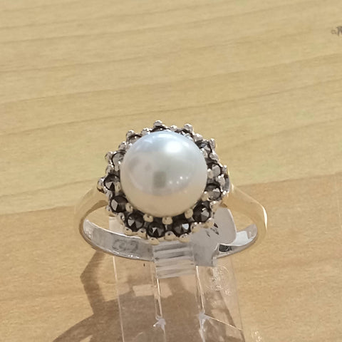Marcaste Pearl Ring with 13 Prongs
