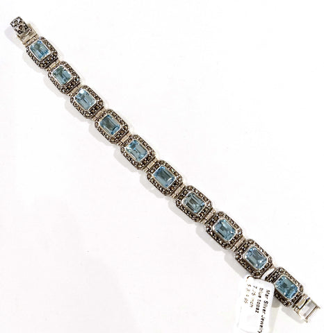 10 rect cabs blue topaz link b 7.25 in.