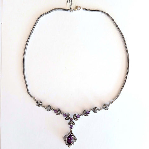 tulip amethyst necklace 17 in.