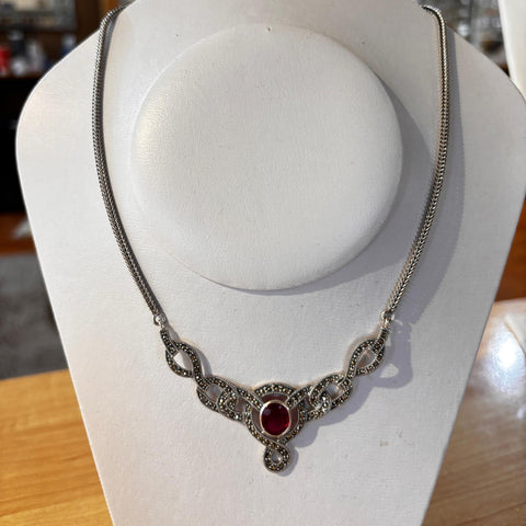 Ruby Necklace with Marcasite