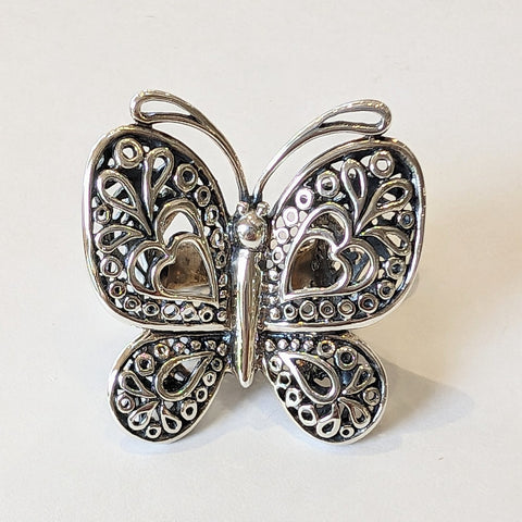 Big filigree butterfly ring