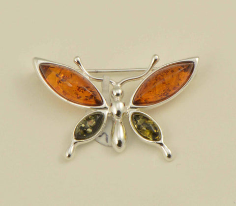 butterfly green brown pin
