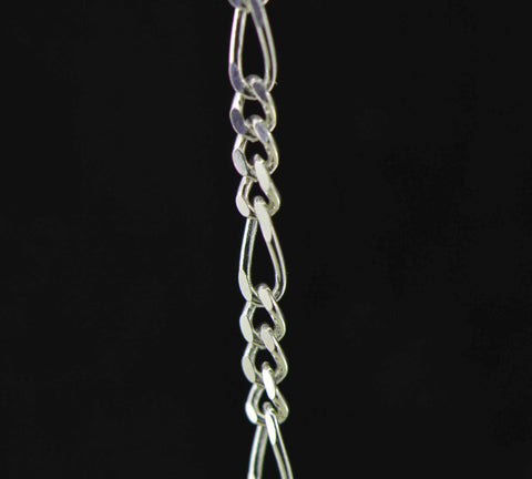 sterling silver figaro jewelry chain 2 mm. fine detail