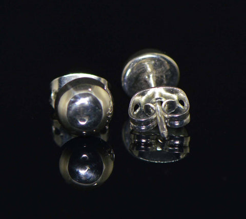 Silver stud earrings hemisphere with post