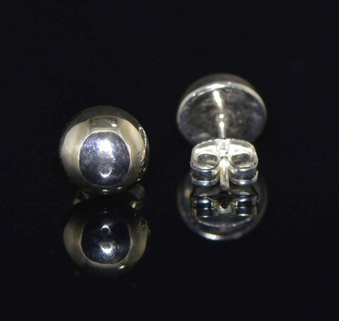 Silver stud earrings hemisphere post 8 mm.