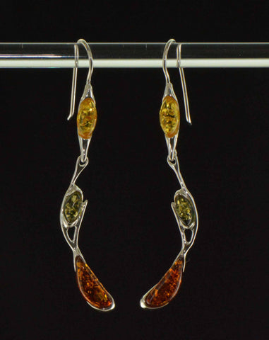Branches tricolor amber earrings