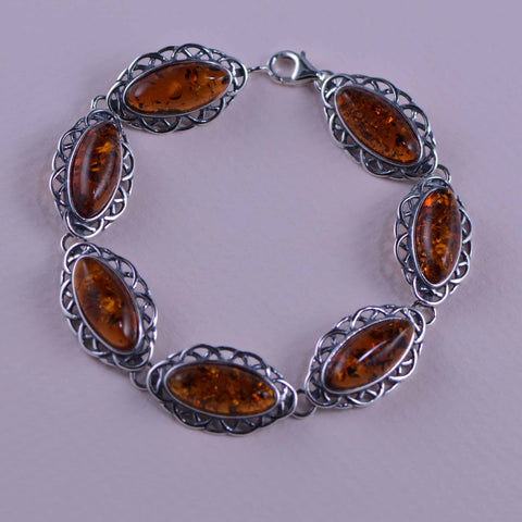scalloped cognac oval bracelet