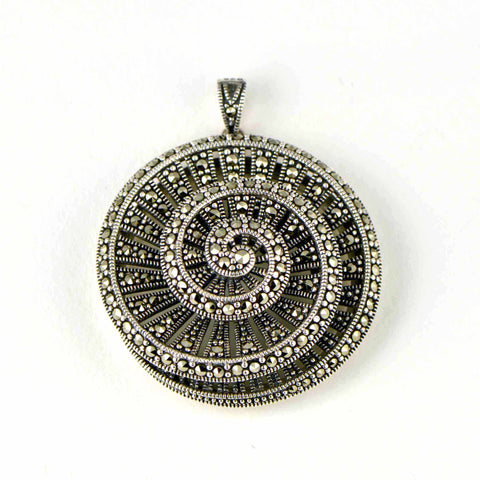 nautilus spiral shell large marcasite pendant