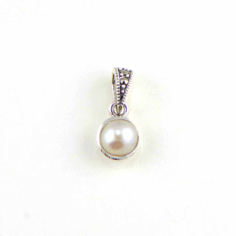 white pearl marcasite pendant