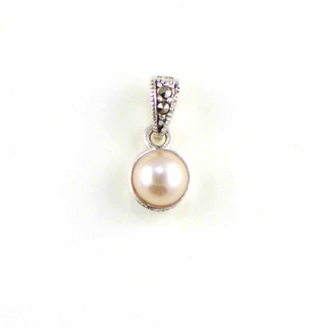 pink pearl marcasite pendant