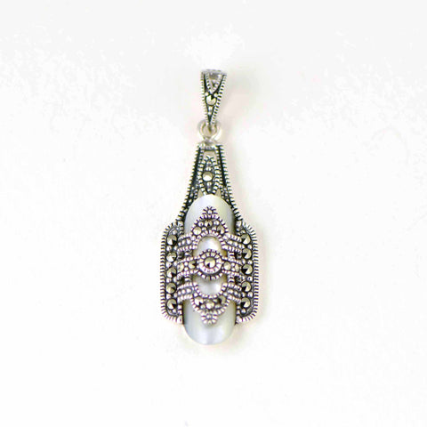 mother of pearl "captive" marcasite pendant