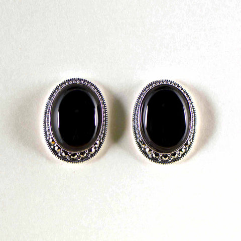 onyx oval large post earrings