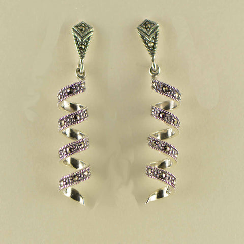 dangling spiral marcasite earrings