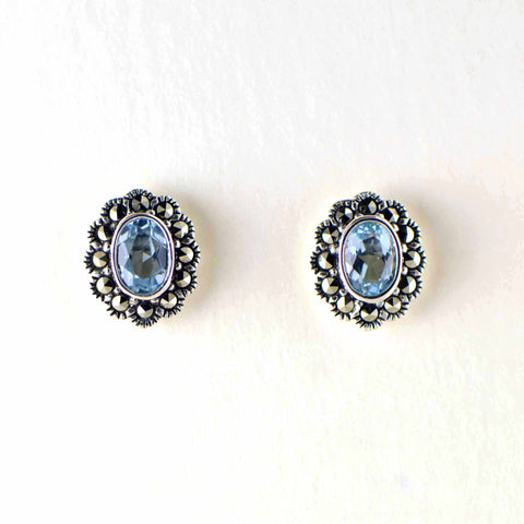 blue topaz "fancy" post earrings