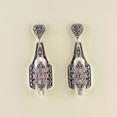 mother of pearl "captive" marcasite earrings