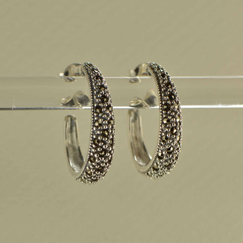 marcasite small hoops post earrings