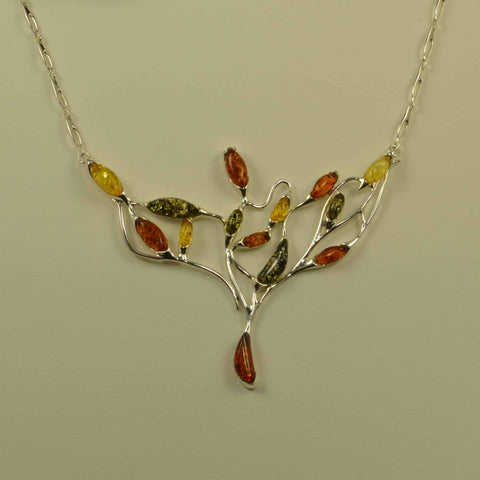 Branches tricolor amber necklace
